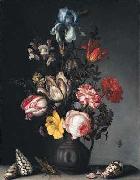 Flowers in a Vase with Shells and Insects, Balthasar van der Ast